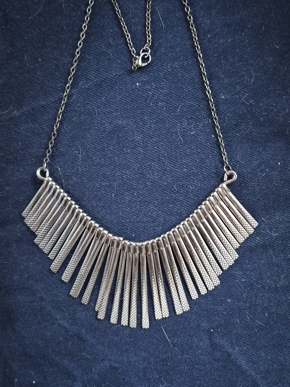 Vintage Gun metal Spike Bib Necklace Statement Chain Choker Collar Art Deco Punk